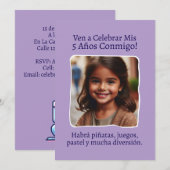 フォトギフト Mis 5 Años 5歳の誕生日おめでとう 招待状 (正面/裏面)