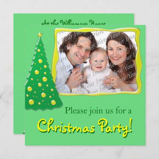 フォトクパーソナライズされたリスマスパーティの招待状 招待状 (正面/裏面)