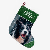 フォトクパーソナライズされたリスマスペットストッキング ラージクリスマスストッキング (正面 (吊り時))