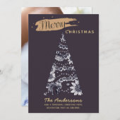 フォトクモダンリスマスカード – Mauve 芸術品を気取った Tree シーズンカード (正面/裏面)