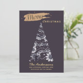 フォトクモダンリスマスカード – Mauve 芸術品を気取った Tree シーズンカード (スタンド正面)