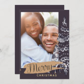 フォトクモダンリスマスカード – Mauve 芸術品を気取った Tree シーズンカード (正面/裏面)