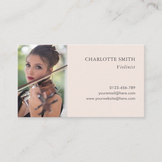 フォトクラシカルミュージシャンプロフェッショナル赤面ピンク 名刺 (正面)