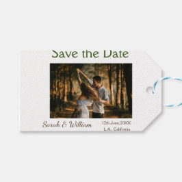 フォトクラシックエレガント白結婚タイポグラフィモダン ギフトタグ