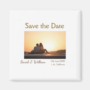 フォトクラシックエレガント白結婚タイポグラフィモダン マグネット