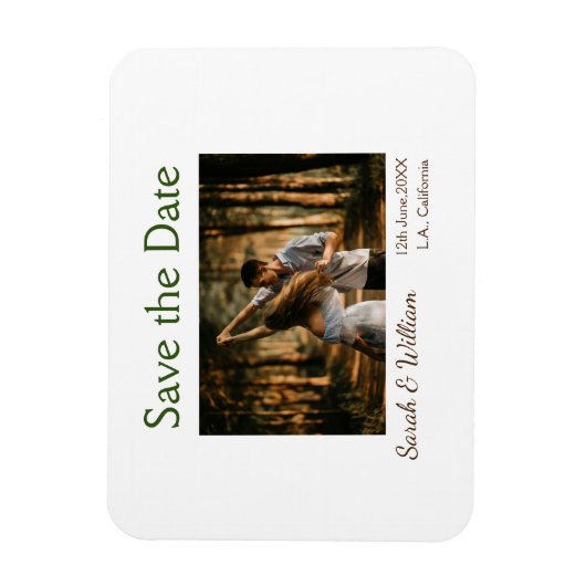 フォトクラシックエレガント白結婚タイポグラフィモダン マグネット (縦)