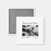 フォトクラシックエレガント白結婚タイポグラフィモダン マグネット (正面/裏面)