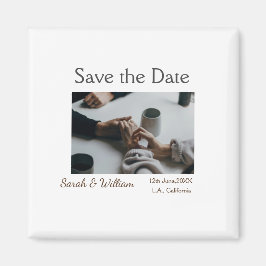 フォトクラシックエレガント白結婚タイポグラフィモダン マグネット