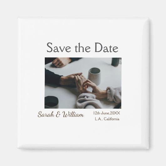 フォトクラシックエレガント白結婚タイポグラフィモダン マグネット (正面)