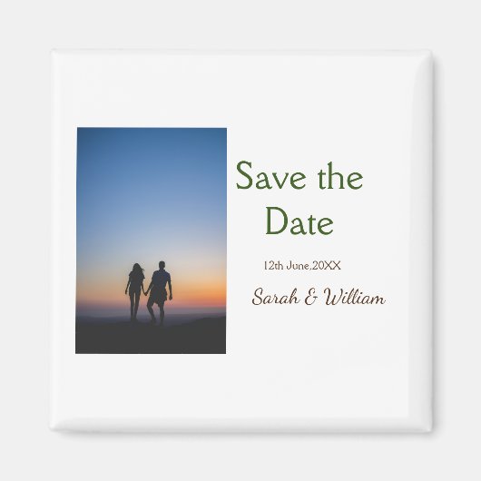 フォトクラシックエレガント白結婚タイポグラフィモダン マグネット (正面)