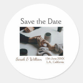 フォトクラシックエレガント白結婚タイポグラフィモダン ラウンドシール