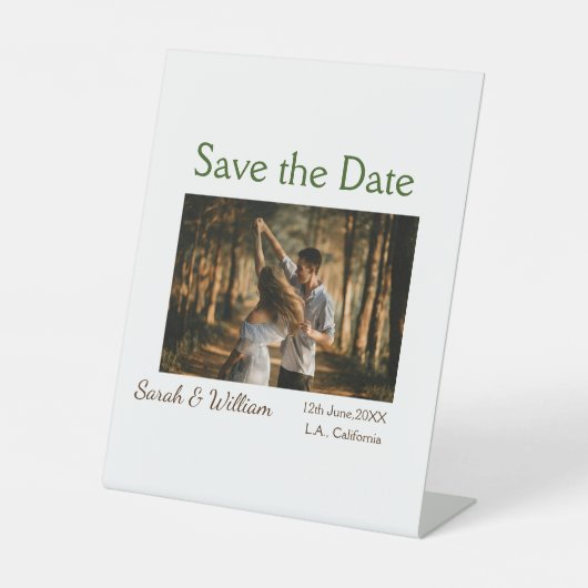 フォトクラシックエレガント白結婚タイポグラフィモダン 台座サイン (正面)