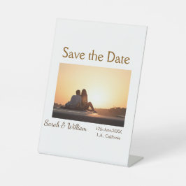 フォトクラシックエレガント白結婚タイポグラフィモダン 台座サイン