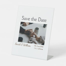 フォトクラシックエレガント白結婚タイポグラフィモダン 台座サイン