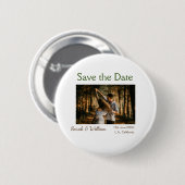 フォトクラシックエレガント白結婚タイポグラフィモダン 缶バッジ (正面&裏面)