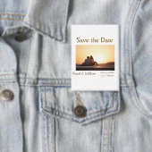 フォトクラシックエレガント白結婚タイポグラフィモダン 缶バッジ (インサイチュ)