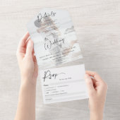 フォトクラシック白黒シック結婚な書道 オールインワン招待状 (貼ってはがせる)