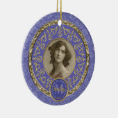 フォトクラシック金ゴールドダマスク記念ラベンダー セラミックオーナメント (右)