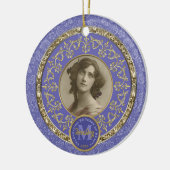 フォトクラシック金ゴールドダマスク記念ラベンダー セラミックオーナメント (左)