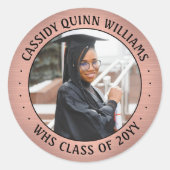 フォトクラスイヤーPink Rose金ゴールド&ブラック卒業 ラウンドシール (正面)