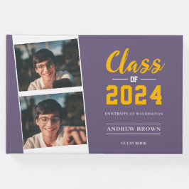 フォトクラスオブパステルパープル&金ゴールドゲストブック ゲストブック