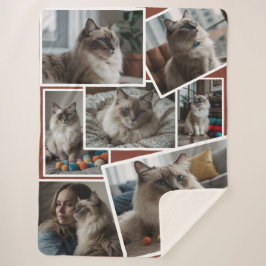 フォトクラスタBrown - 7枚の散在する写真 シェルパブランケット