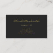 フォトクラリネティストブラック&金ゴールド エレガント 名刺 (正面)