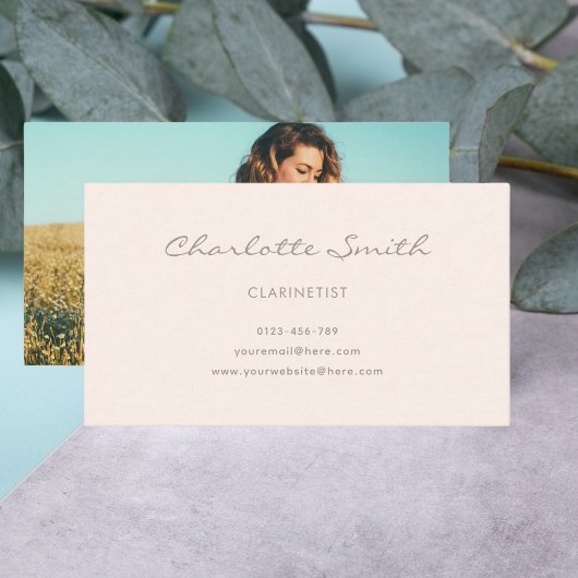 フォトクラリネティスト赤面ピンクエレガント 名刺