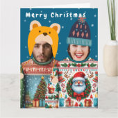 フォトクリおもしろいスパーソナライズされたスマスジャンパー カード (正面)