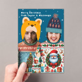 フォトクリおもしろいスパーソナライズされたスマスジャンパ アクリル招待状 (インサイチュ (ポータブル))