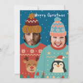 フォトクリおもしろいスパーソナライズされたスマスジャンパ シーズンカード (正面)