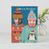 フォトクリおもしろいスパーソナライズされたスマスジャンパ シーズンカード (スタンド正面)