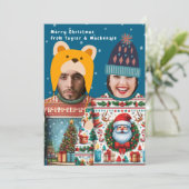 フォトクリおもしろいスパーソナライズされたスマスジャンパ シーズンカード (スタンド正面)