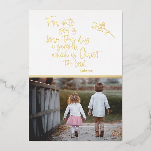 フォトクリスチャンをベースにした金箔クリスマスカード 箔シーズンカード (正面)