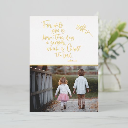 フォトクリスチャンをベースにした金箔クリスマスカード 箔シーズンカード (立ち正面)