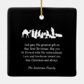 フォトクリスチャン祈りの言葉出生クリスマス セラミックオーナメント (裏面)