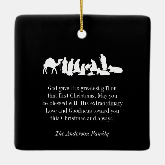 フォトクリスチャン祈りの言葉出生クリスマス セラミックオーナメント (裏面)