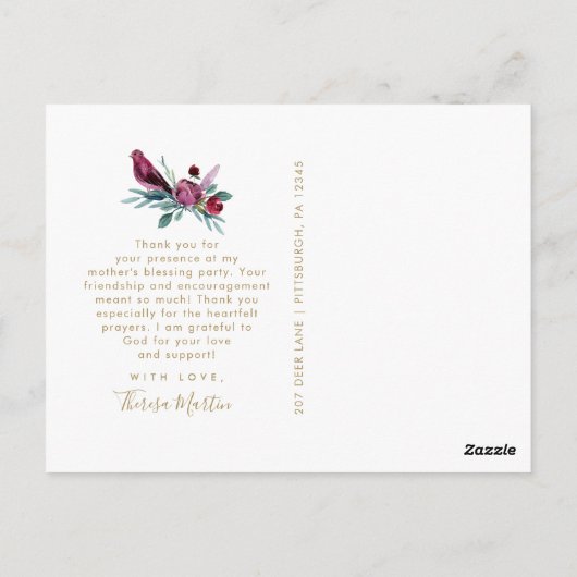 フォトクリスチャン賛美母パーティーありがとう ポストカード (裏面)