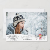 フォトクリスマスとホットチョコレートの天気の冬 シーズンカード (正面)