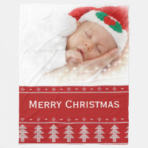フォトクリスマスのフリースブランケット