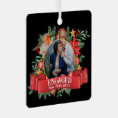 フォトクリスマスの装飾 婚約した| BLACK Robin メタルオーナメント (正面右)