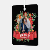 フォトクリスマスの装飾 婚約した| BLACK Robin メタルオーナメント (正面左)