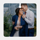 フォトクリスマスの装飾 婚約した| BLACK Robin メタルオーナメント (裏面)