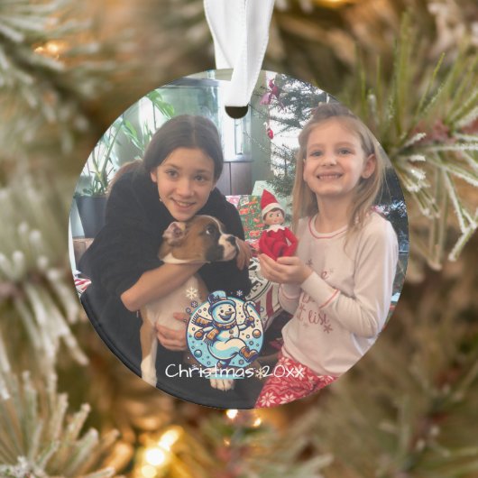 フォトクリスマスの追加踊り雪だるま オーナメント (ツリー)