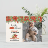 フォトクリスマスウィンターオネダーランドファースト誕生日 招待状 (スタンド正面)