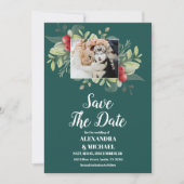 フォトクリスマスウィンターグリーン結婚リー セーブザデート (正面)