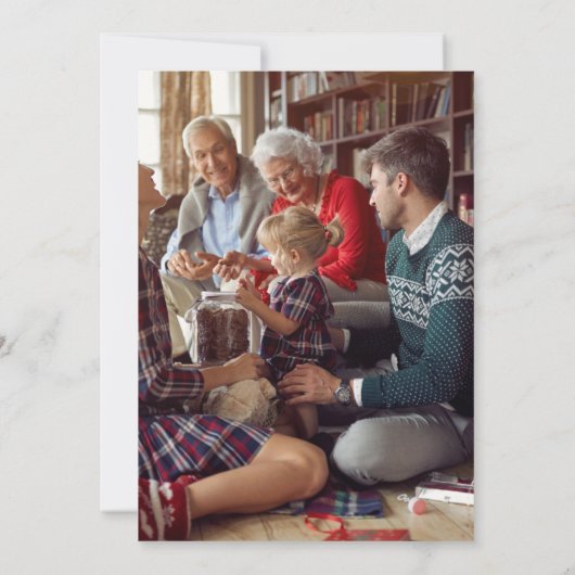 フォトクリスマスウォーターカラーピンクと緑のトロピカル 招待状 (裏面)