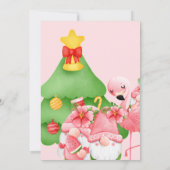 フォトクリスマスウォーターカラーピンクと緑のトロピカル 案内状 (裏面)