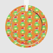 フォトクリスマスオレンジカエルかわいいサンタハットパターン オーナメント (裏面)