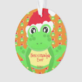 フォトクリスマスオレンジカエルかわいいサンタハットパターン オーナメント (正面)